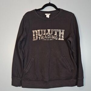 Duluth Trading Co Men's Camo Logo Crewneck Sweatshirt Black Size Medium